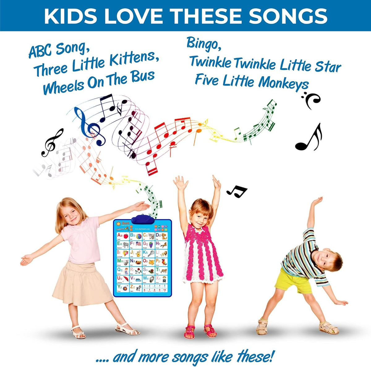 Just Smarty Interactive Alphabet Wall Chart | Talking ABCs & 123s Music Poster with Interactive