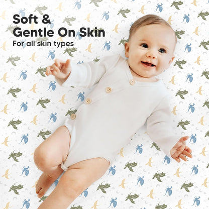 2-Pack Mini Crib Sheets Fitted - 38x26 Pack N Play Sheets for Pack and Play Mattress, Organic