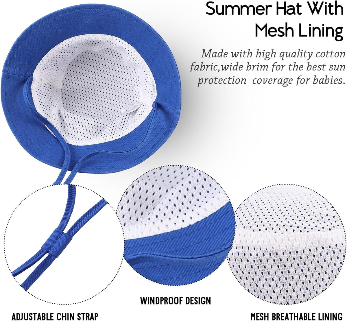 JANGANNSA Cotton Baby Sun Hat Infant Toddler Boys Girls Bucket Hats Summer Sun Protection Kids