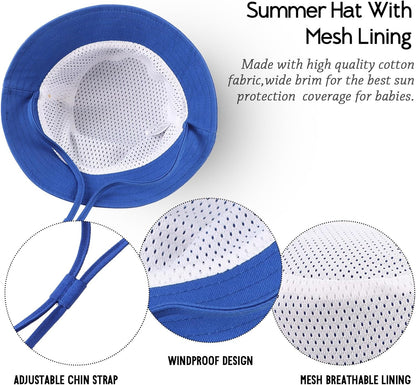 JANGANNSA Cotton Baby Sun Hat Infant Toddler Boys Girls Bucket Hats Summer Sun Protection Kids