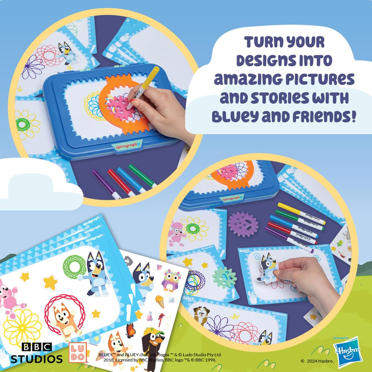 Spirograph Jr Bluey Toys - Toddler Arts and Crafts, Drawing Art Kit, Toddler Activities, Bluey
