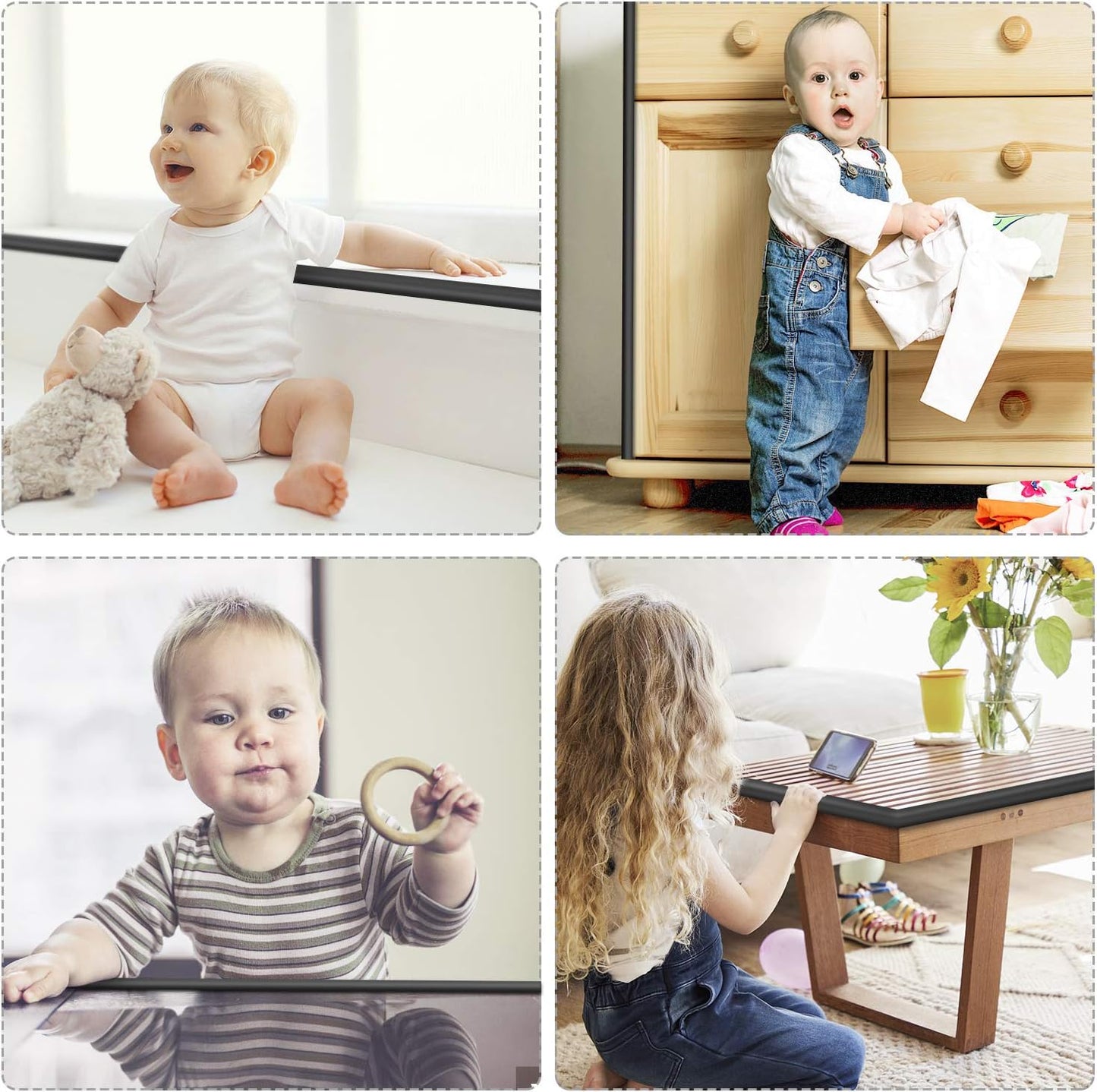 Baby Proofing Edge Corner Protector, 20.5 ft (18.1ft Edge + 8 Corners) Baby Proof Corner