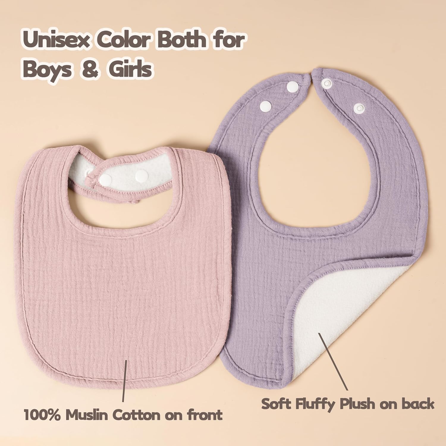 Susurration Muslin Baby Drool Bibs 10Pack Soft Square Adjustable Bandana Bibs for Unisex Baby Girls