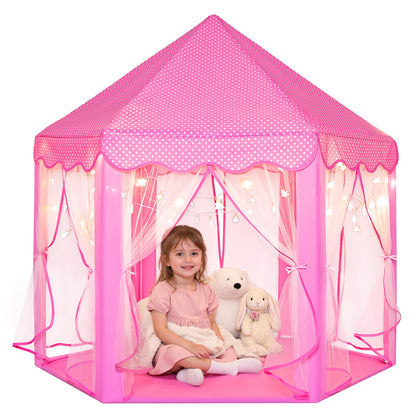 Sumbababy Princess Castle Tent for Girls Fairy Play Tents for Kids Hexagon Playhouse with Fairy