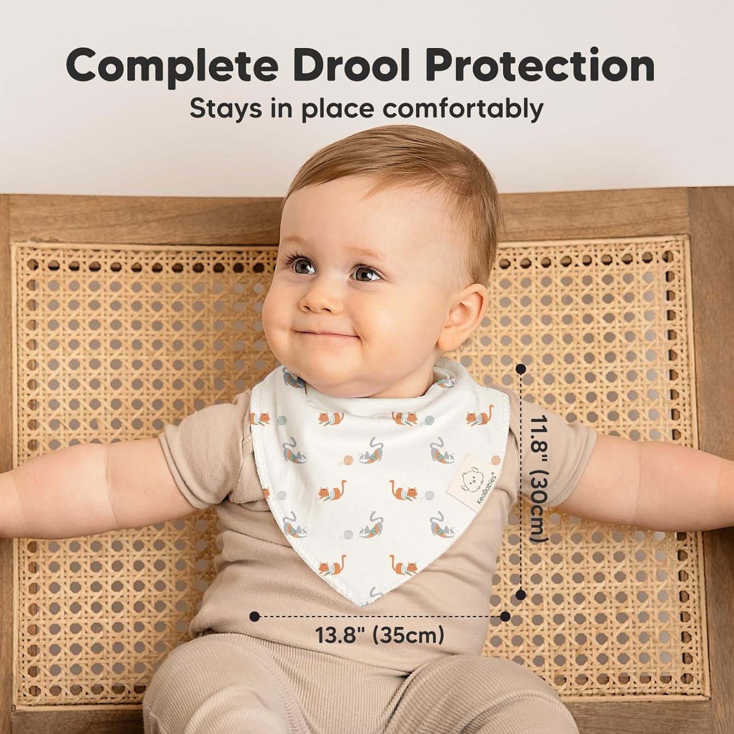8-Pack Organic Baby Bandana Bibs for Boys, Girls - Super Absorbent Triangle Baby Bibs for Drooling