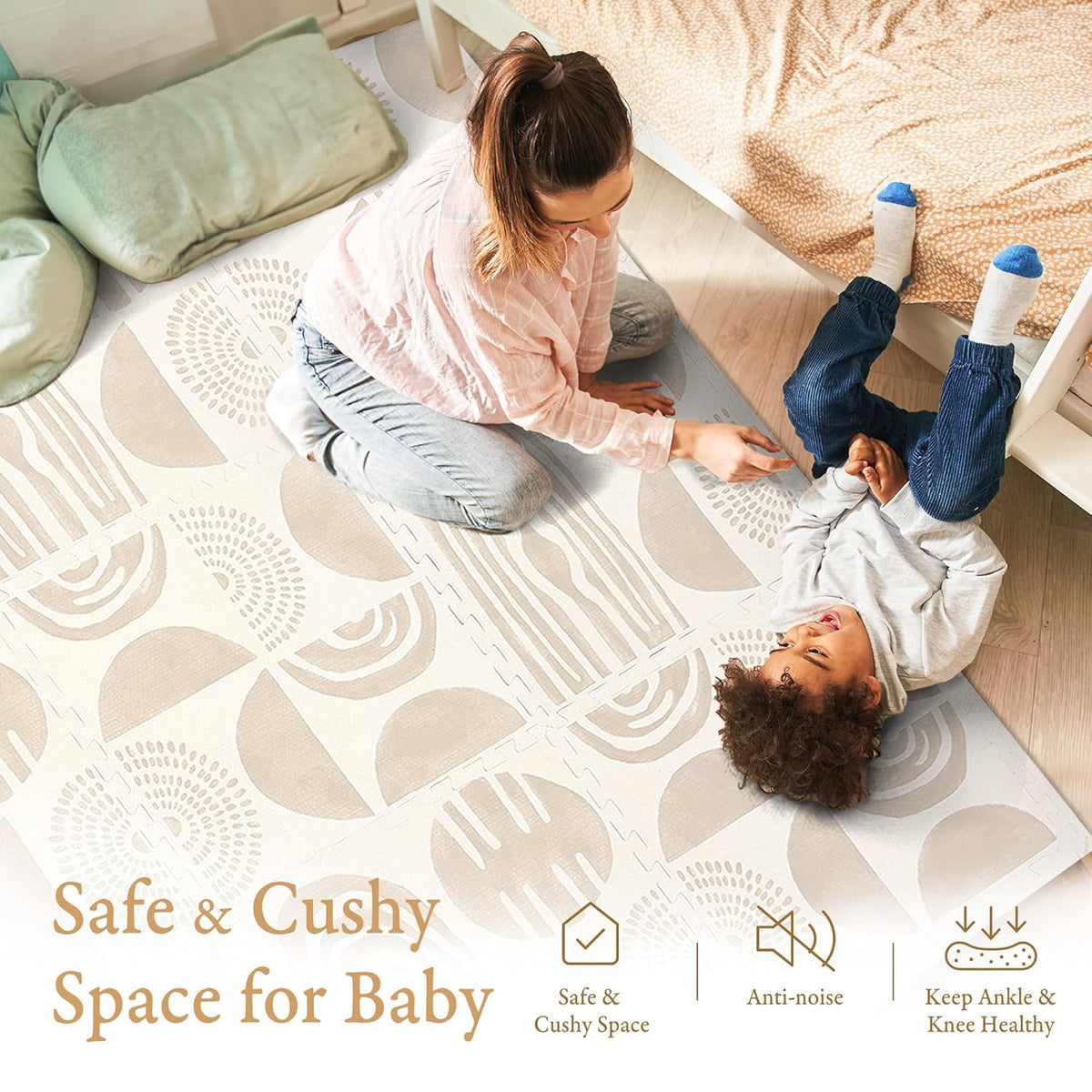 Premium Exercise & Baby Foam Play Mats - Stylish & Large Non-Toxic Odorless Floor Mat - 6 Tiles