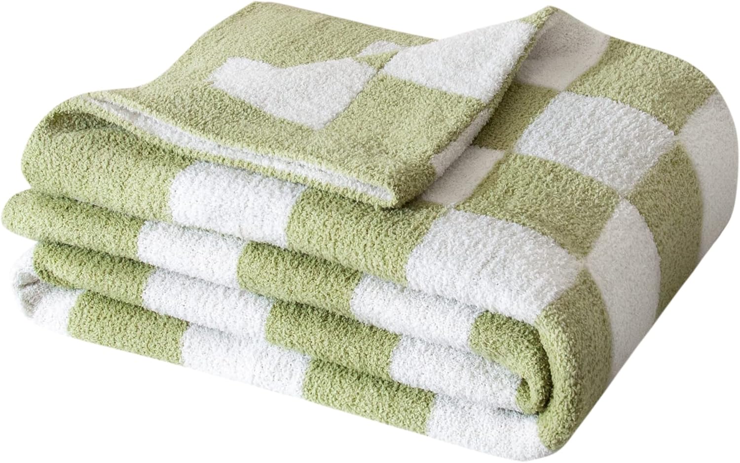 SeaRoomy Checkered Blanket, Ultra Soft Knitted Blanket Queen Size, Warm Cozy Fluffy Microfiber