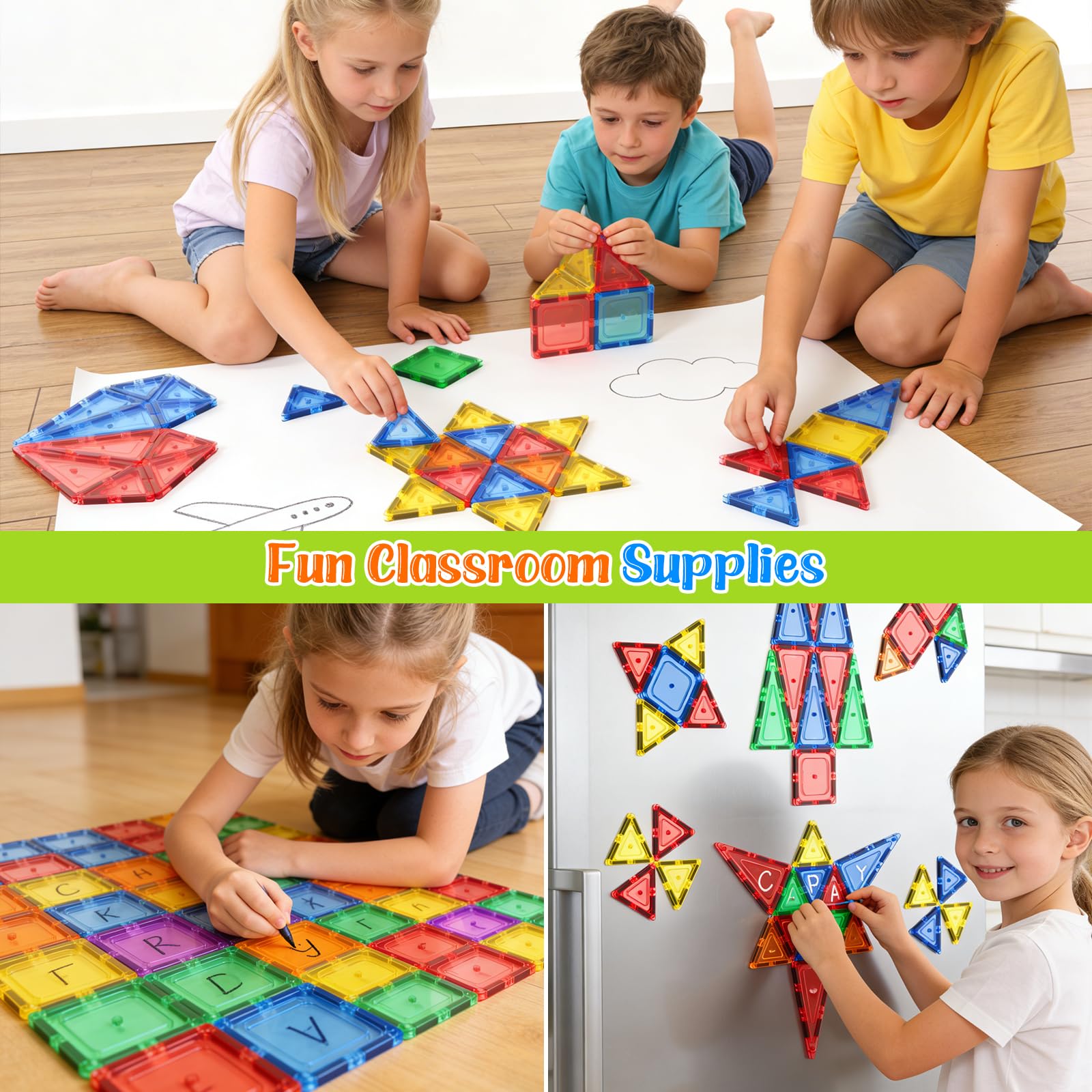 Coodoo Magnetic Tiles Kids Toys STEM Magnet Toy for Toddler Magnetic Blocks Building Preschool