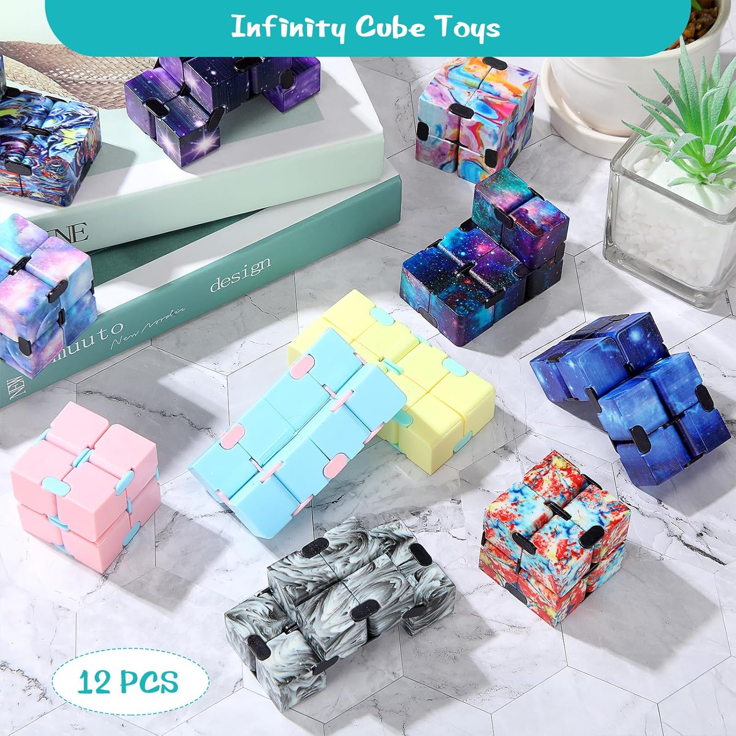 12 Pieces Mini Cube Blocks Mini Cube Desk Toy Magic Sensory Tool Blocks Puzzle Flip Cube for Teens