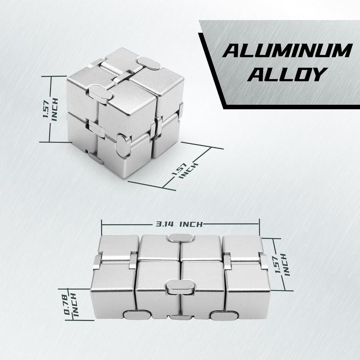 Fidget Infinity Cubes Metal, Desk Fidgets for Kids Adults, Hand Toys for Anxiety, ADHD, EDC, Stress