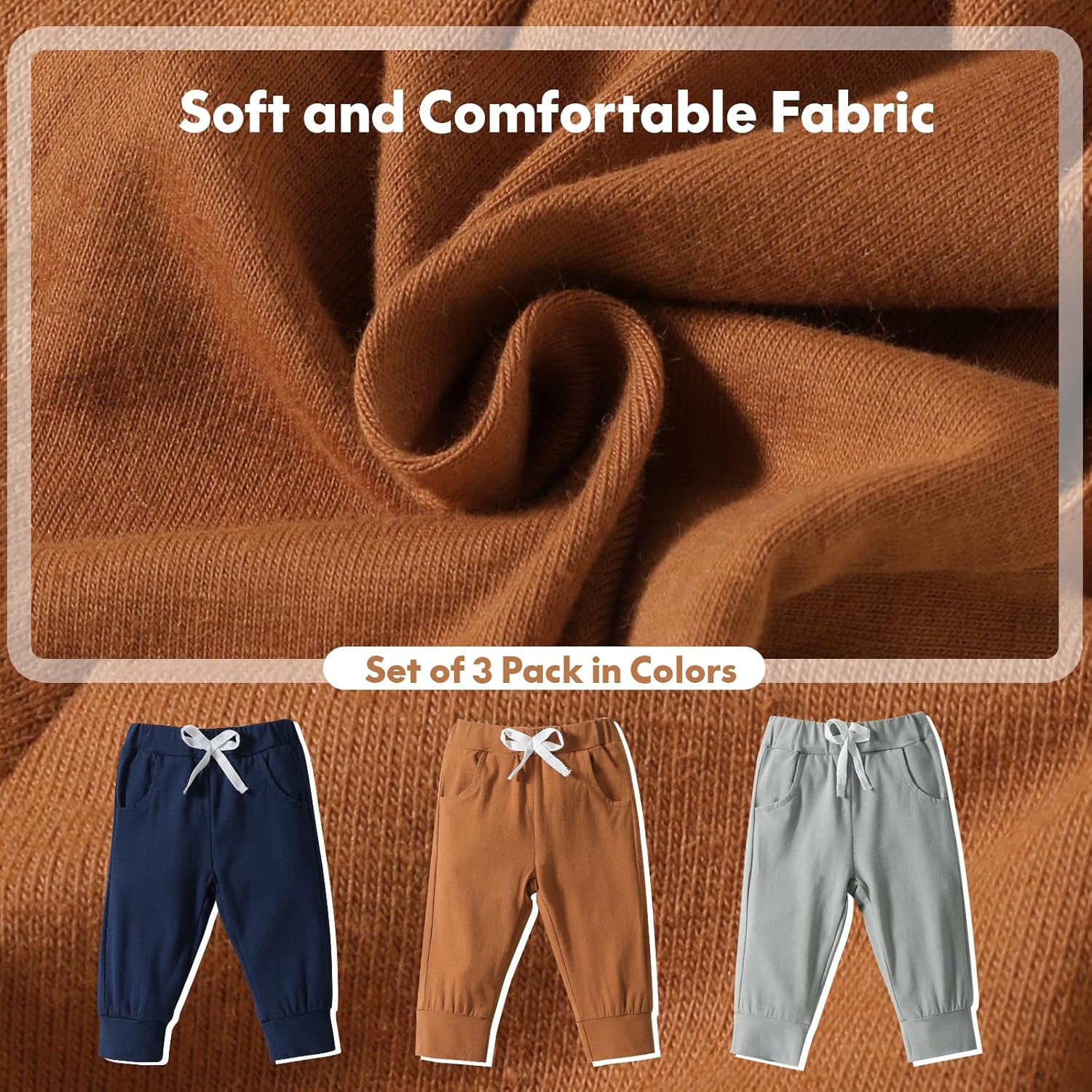 DREAM BUS Pack of 3 Toddler Jogger Pants with Pocket Toddler Boy Sweatpants Baby Boy Pants Infant