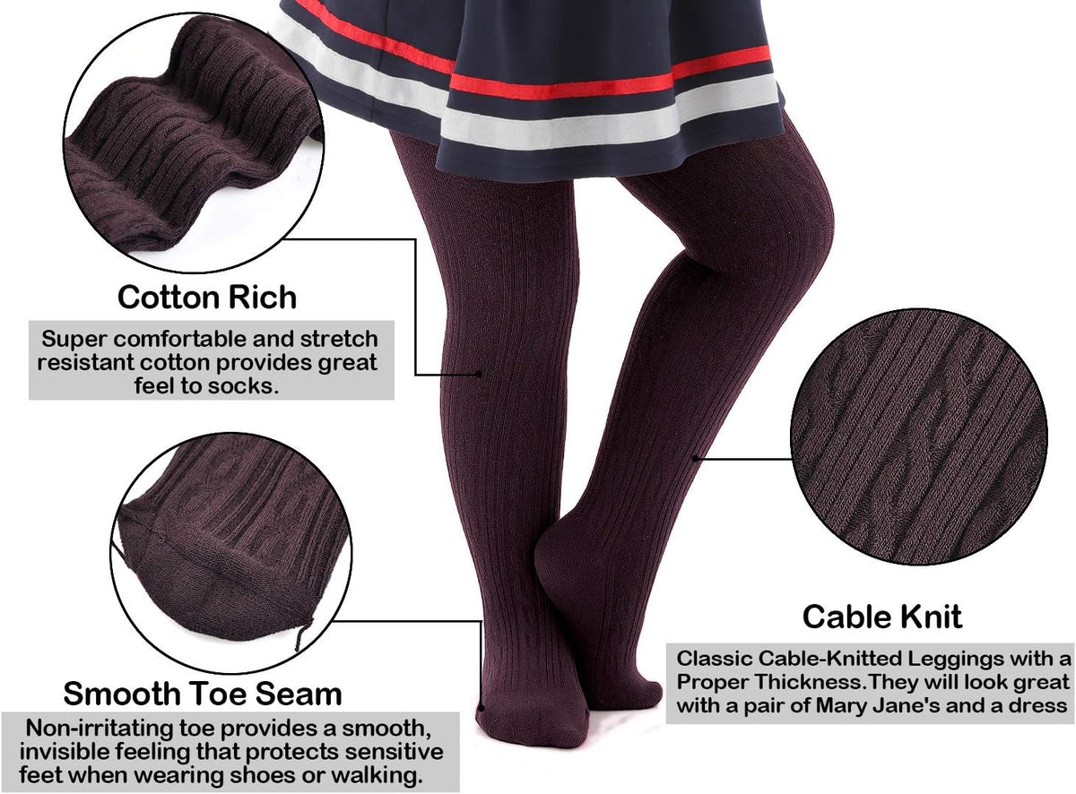 EPEIUS Baby Girl Tights Thick Cable Knit Leggings Stockings Cotton Pantyhose for Newborn Infant
