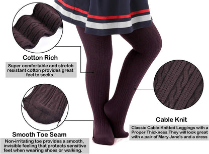 EPEIUS Baby Girl Tights Thick Cable Knit Leggings Stockings Cotton Pantyhose for Newborn Infant