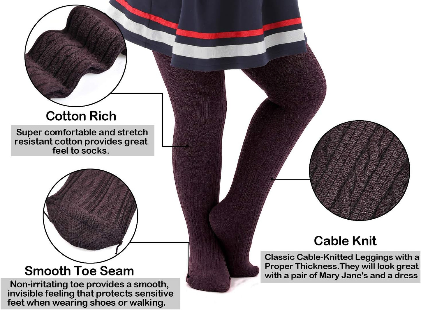 EPEIUS Baby Girl Tights Thick Cable Knit Leggings Stockings Cotton Pantyhose for Newborn Infant