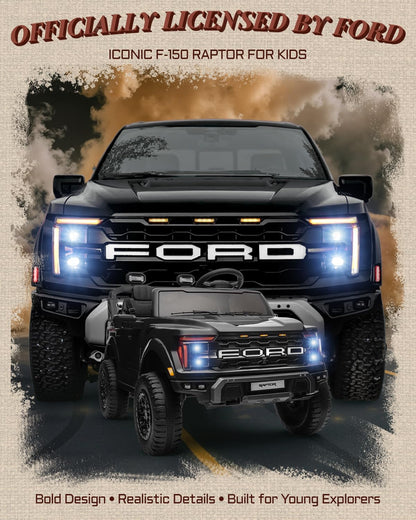24V Ride on Toys for Big Kids, Licensed Ford F-150 Raptor 2 Seater Kids Ride on Car w/Remote