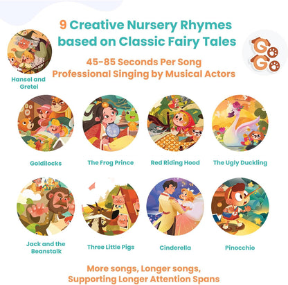 GO GO 9 Fairy Tale Songs: Interactive Sound Book, Musical Books for Toddlers 1-3, Talking Books for