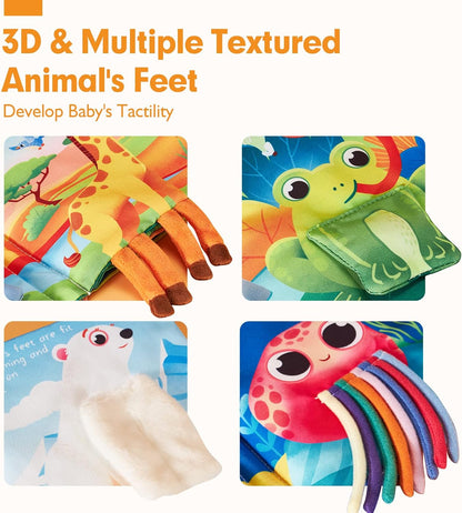 hahaland Baby Books 0-6 Months - 2 PCS Sensory Montessori Toys for Babies 0-6 Months with Crinkle