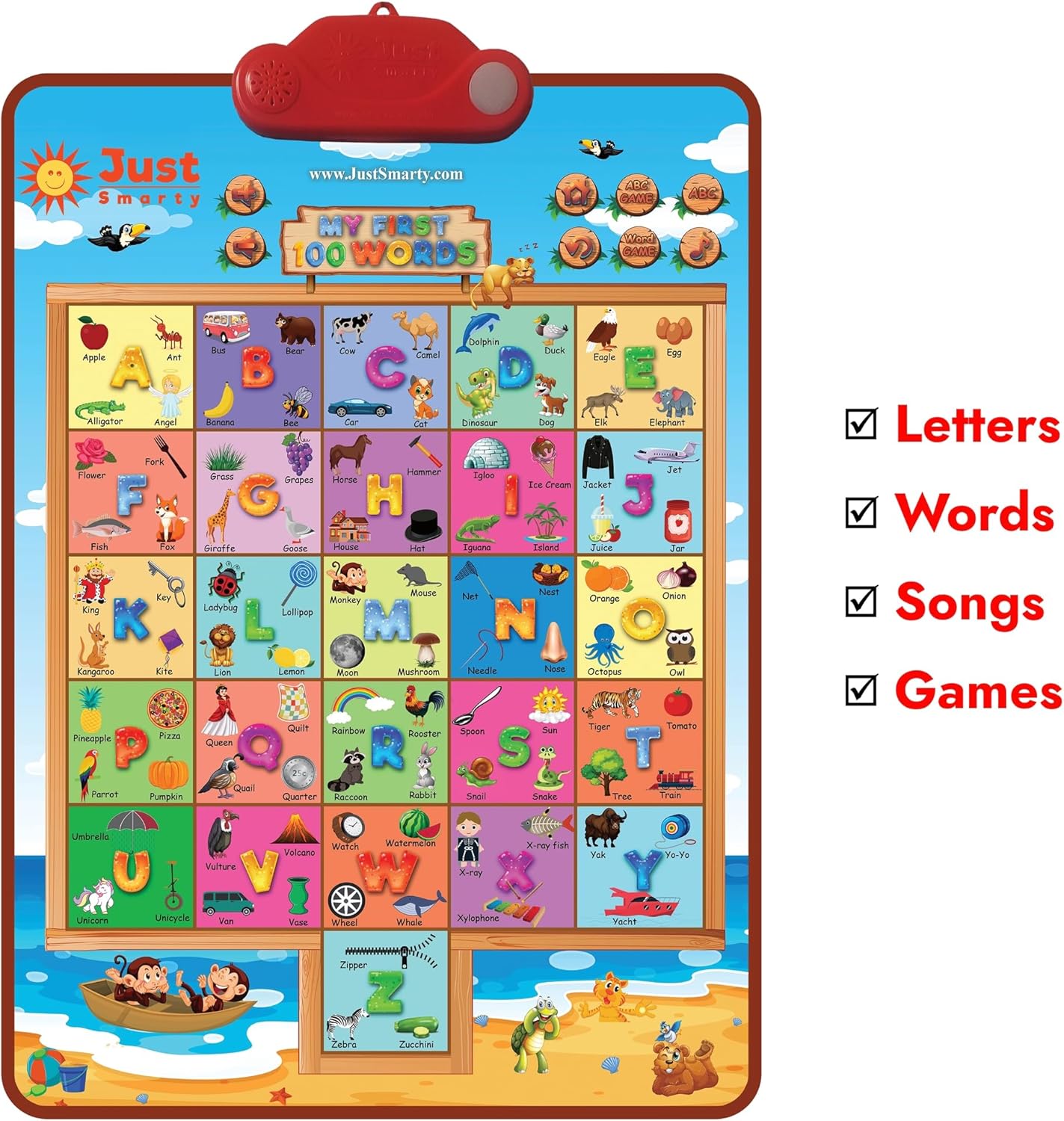 Just Smarty Interactive First 100 Words Learning Toys for 2 Year Olds | Educational First Words