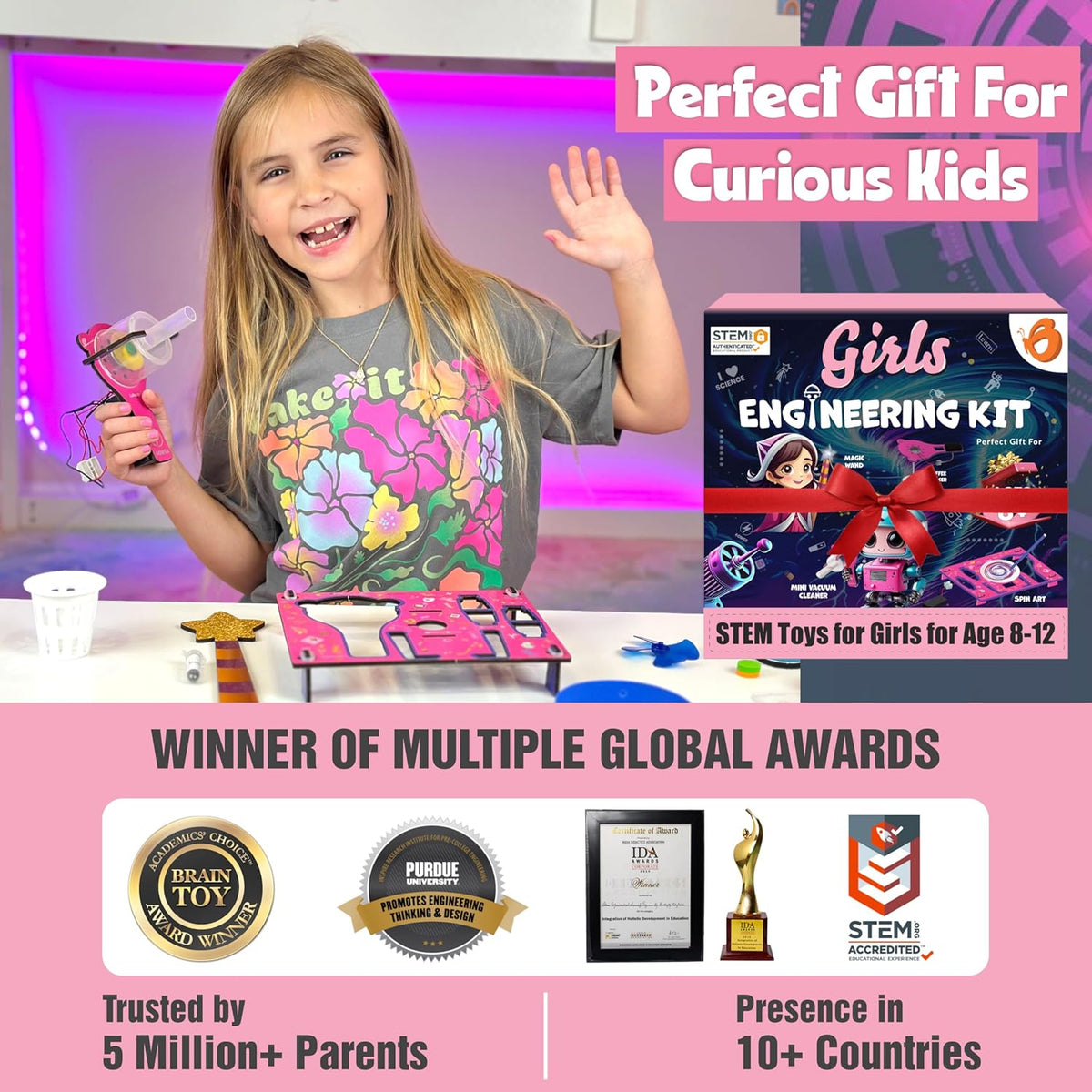 Butterfly EduFields 100+ STEM Projects | Girls Mini Engineering Kit for Ages 8 10 12 15 Years |
