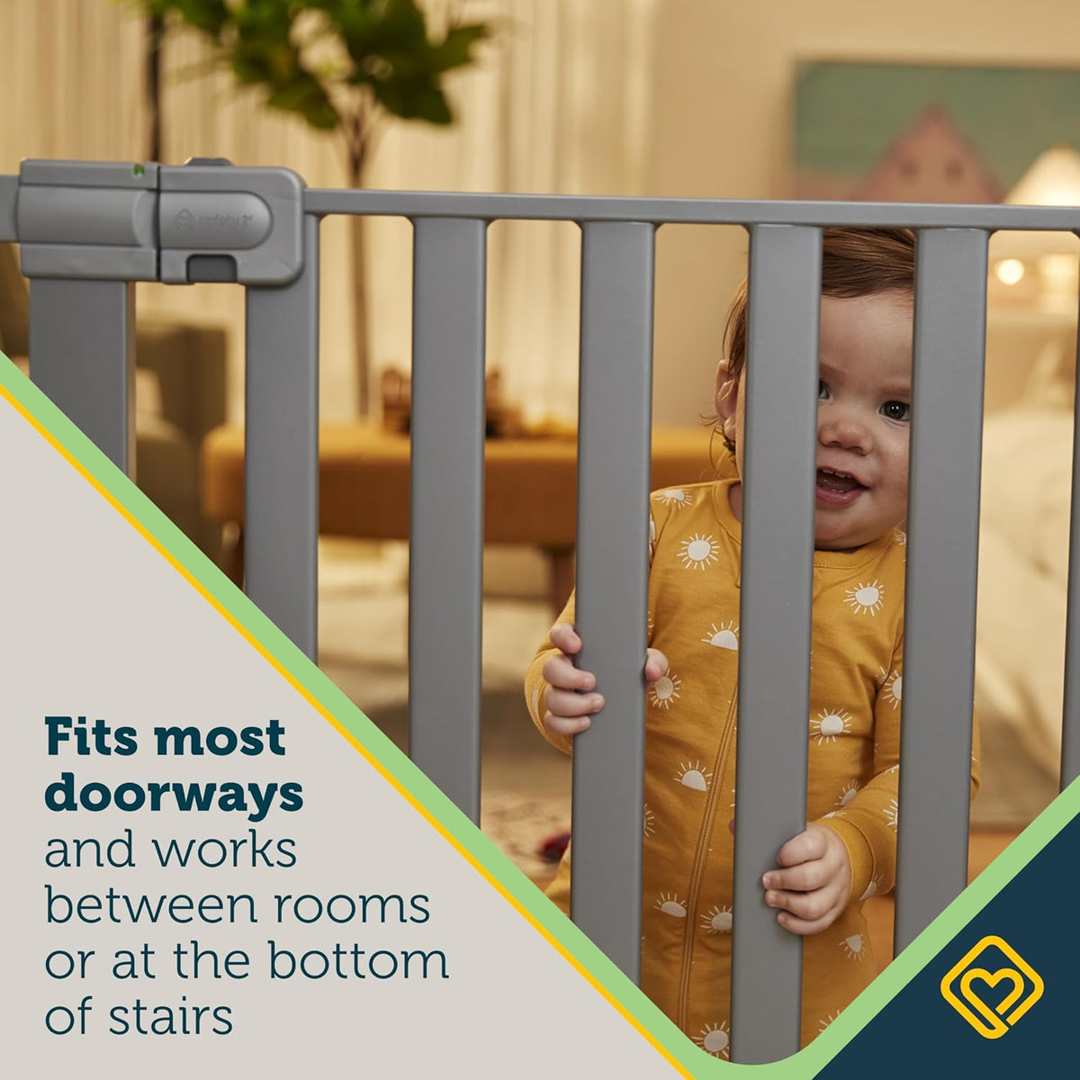 Safety 1st Walk Through Baby Gate with Door, Adjustable Pressure Mount Lift, Dog Gates, Fits