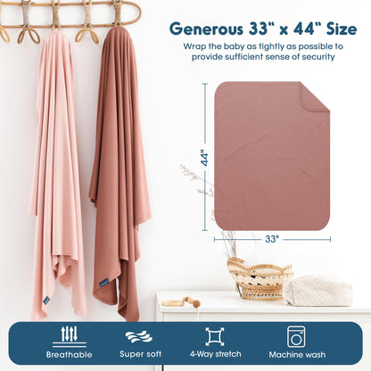 GRSSDER 2 Pack Newborn Swaddle Blanket, Ultra Soft Stretchy Jersey Knit Extra Large Size 33 x 44