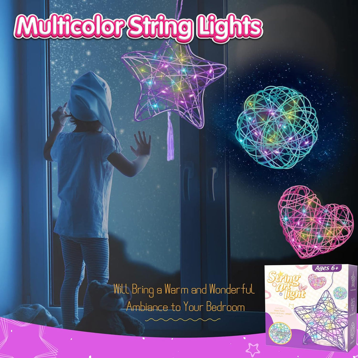 ESOXOFFORE 3D String Art Kit for Kids,Christmas Birthday Gifts for 8 9 10 11 12 Year Old Girls
