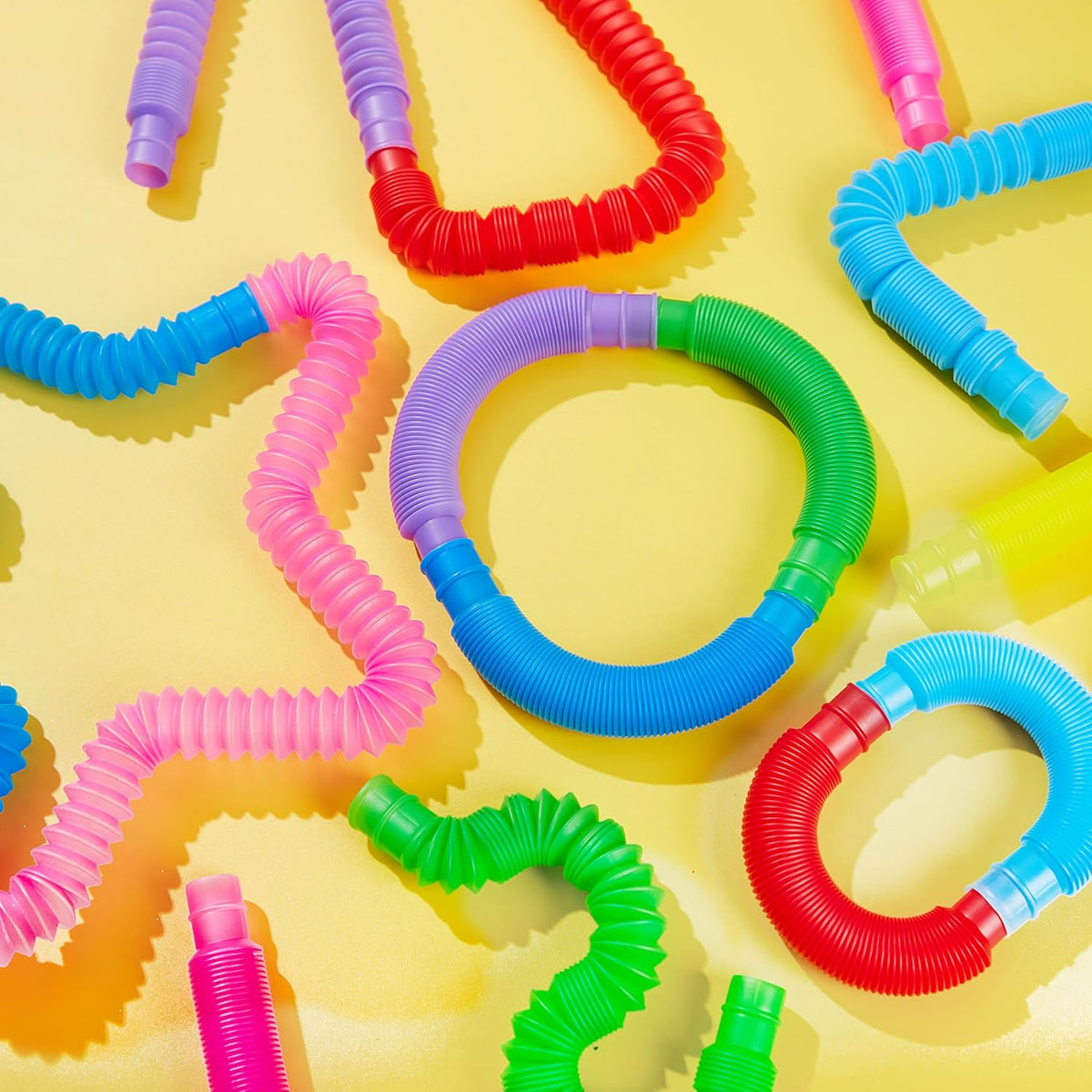 JOYIN 36 Pack Pop Tubes, Sensory Toys（Small） Fidget Tubes Party Favors - 9 Colors, Connectable and
