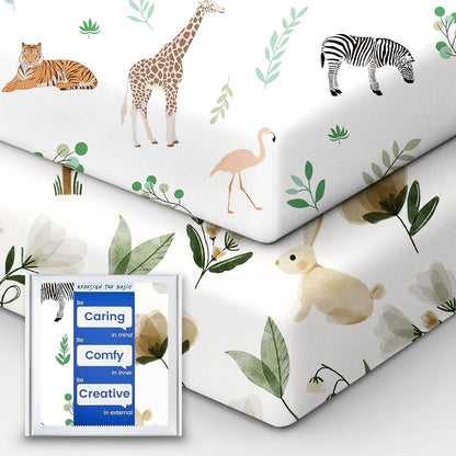 Crib Sheet Netural, Premium Soft Safari Jersey Knit Fitted Crib Sheet, Crib Mattress Sheet