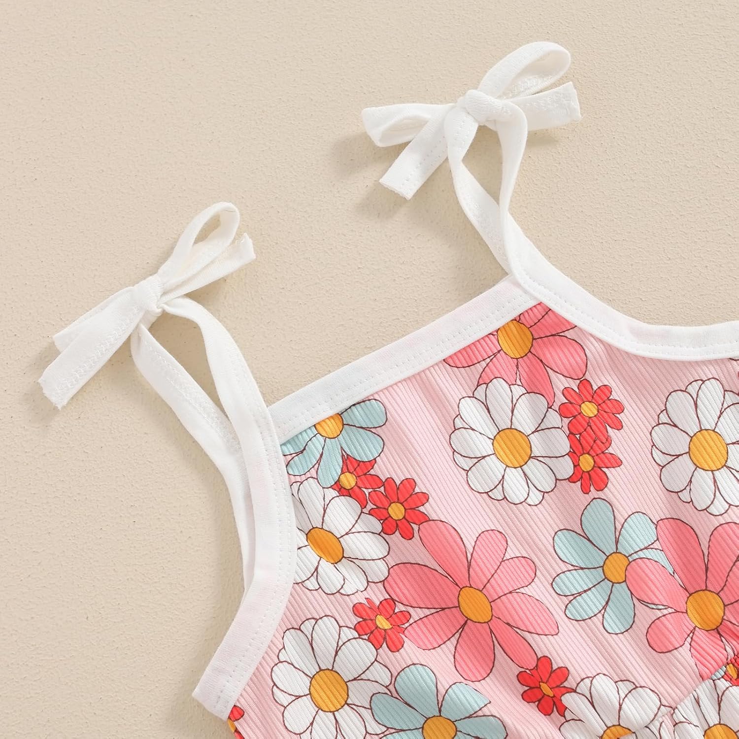 WZTYYDS Toddler Baby Girl Summer Clothes Floral Romper Tie-Up Strap Halter Jumpsuit Infant Summer