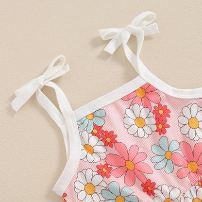WZTYYDS Toddler Baby Girl Summer Clothes Floral Romper Tie-Up Strap Halter Jumpsuit Infant Summer