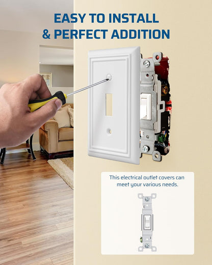 DEWENWILS Single Toggle Wall Plates, White Metal Light Switch Cover Plates, 4.92" x 3.14" Outlet