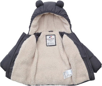 Rokka&Rolla Baby Boys' Water-Resistant Sherpa Fleece Lined Puffer Jacket Winter Coat for Newborn