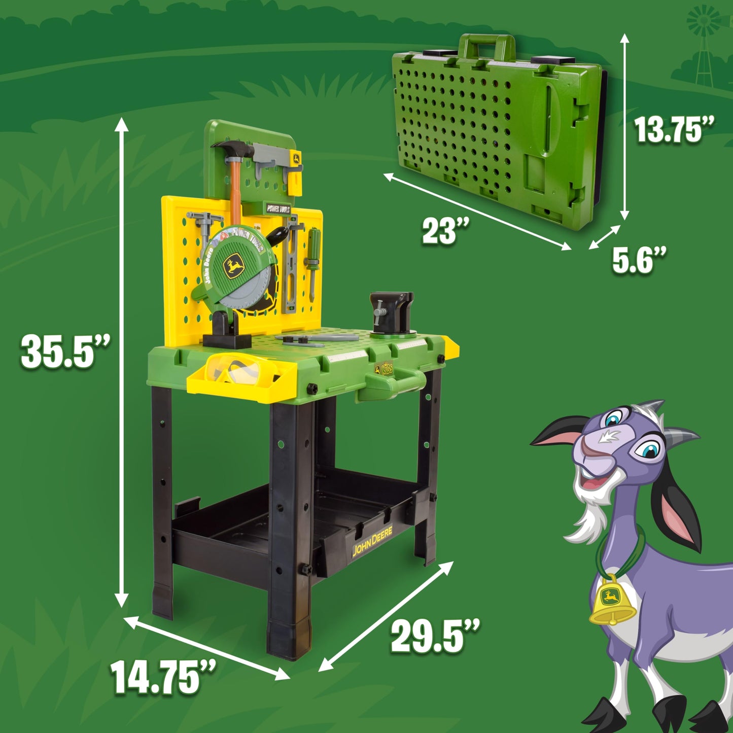 John Deere Kids Workbench, Power Tools Workshop - 39 Pieces - Ages 5+