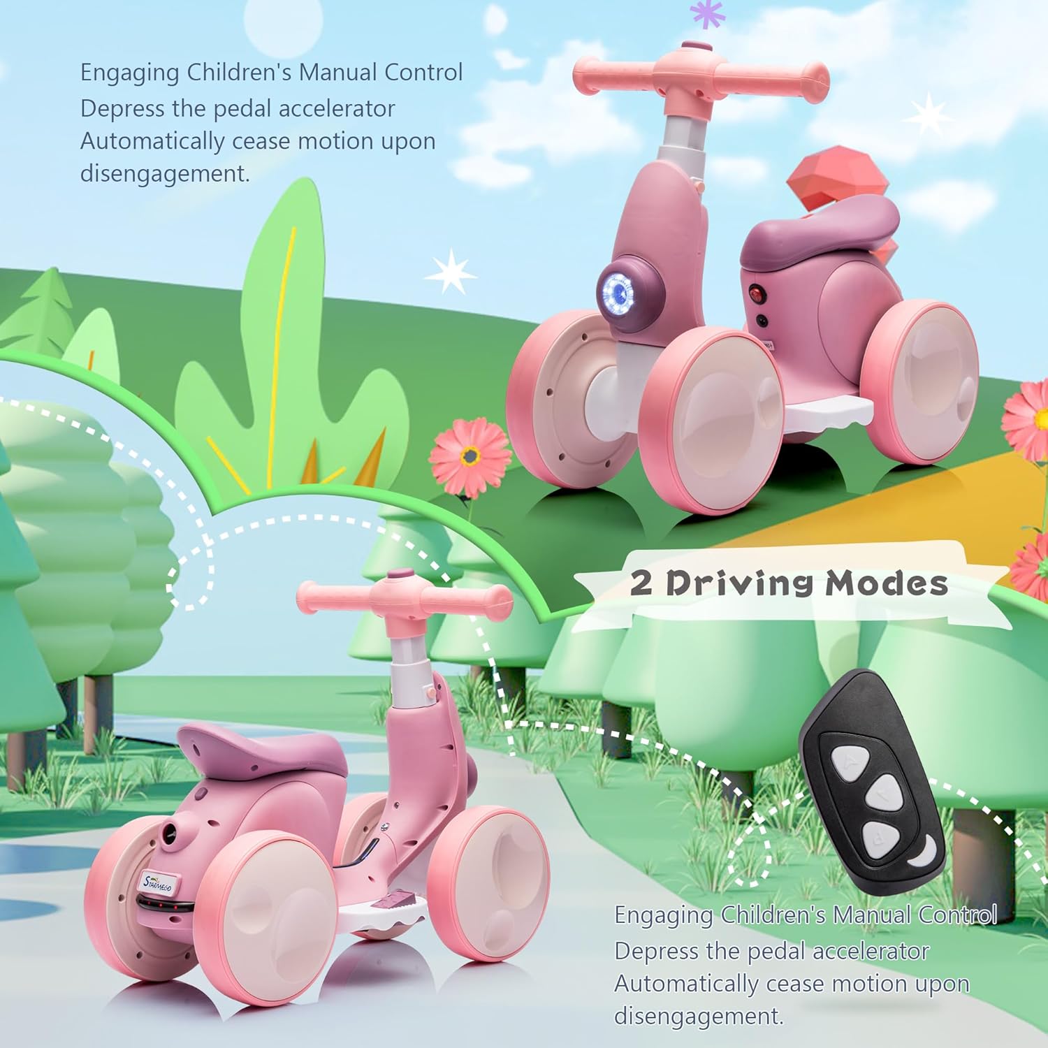 6V Electric Baby Balance Bike with Bubble Machine,4 in 1 Toddler Balance Bike w/Remote for 1 Year