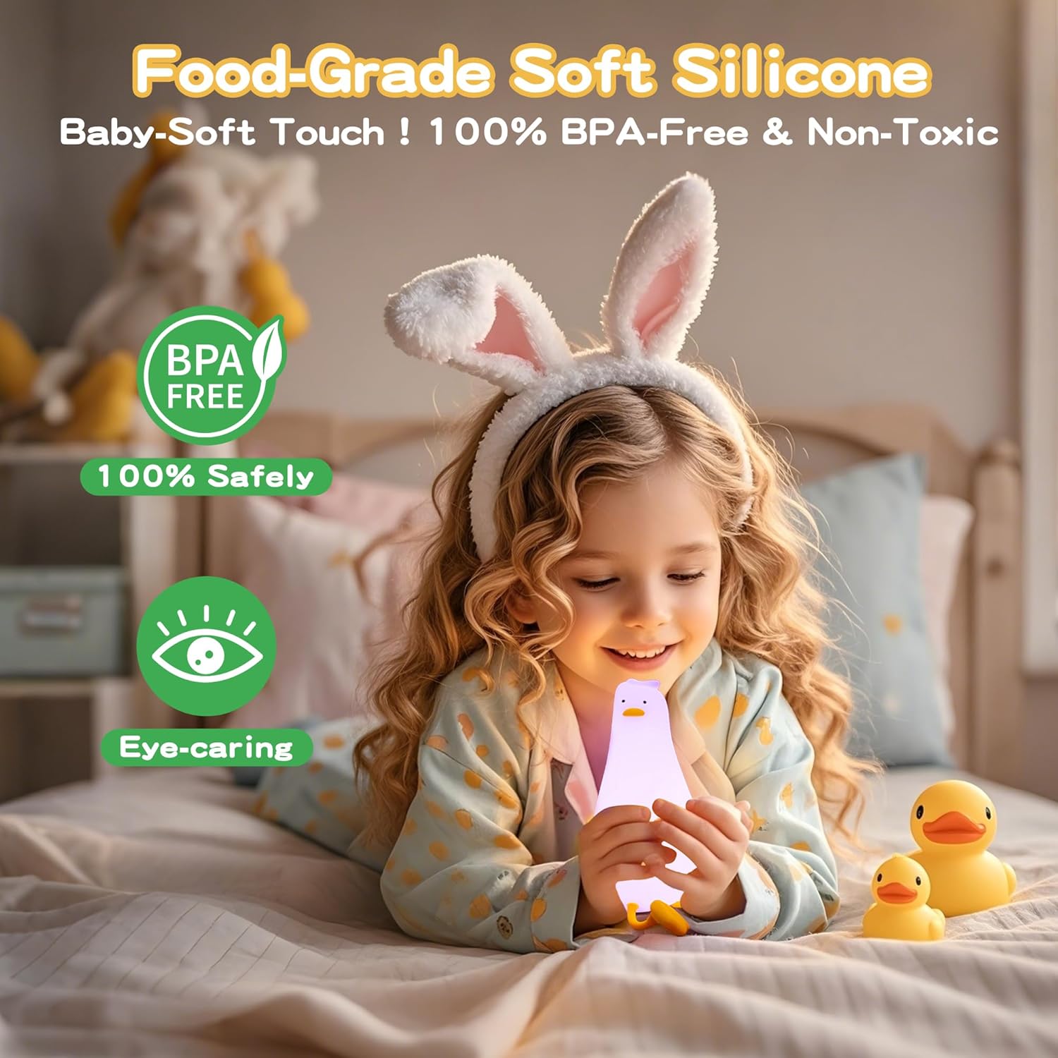 Cute Duck Night Light with Color Changing, APP/Tap Control Fun Lying Flat Ducky Lamp with Blind Box