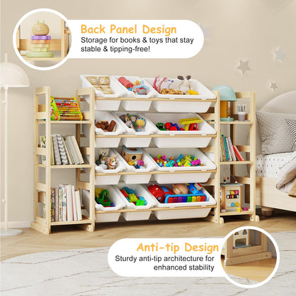 EXPERLAM Extra Large Toy Storage - Toy Storage Organizer, Wooden Toy Organizer with 6 Side Shelves