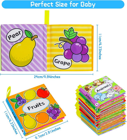 OKOOKO 12PCS Soft Baby Books, Soft Cloth Books, Bath Toys, Crinkle Washable Non-Toxic Early