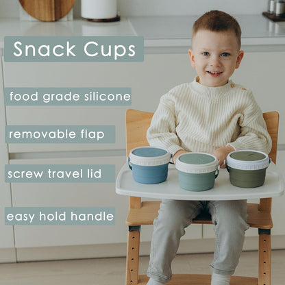 No Spill Silicone Toddler Snack Containers, Detachable Silicone Flap for Filling&Cleaning