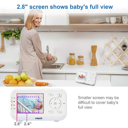 VTech Video Baby Monitor with 1000ft Long Range, Auto Night Vision, 2.8” Screen, 2-Way Audio Talk