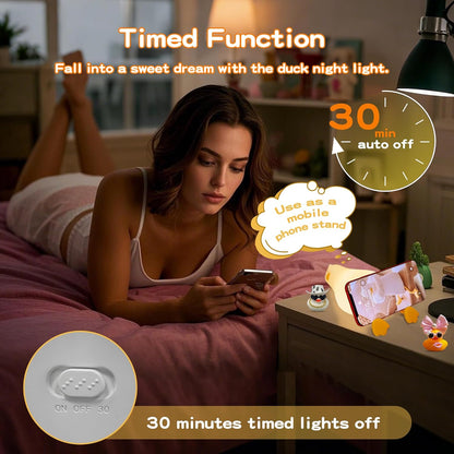 Lying Flat Duck Silicone Night Light, Cute Ducky Lamp with Gifts,Squishy Animal Nursery Nightlight
