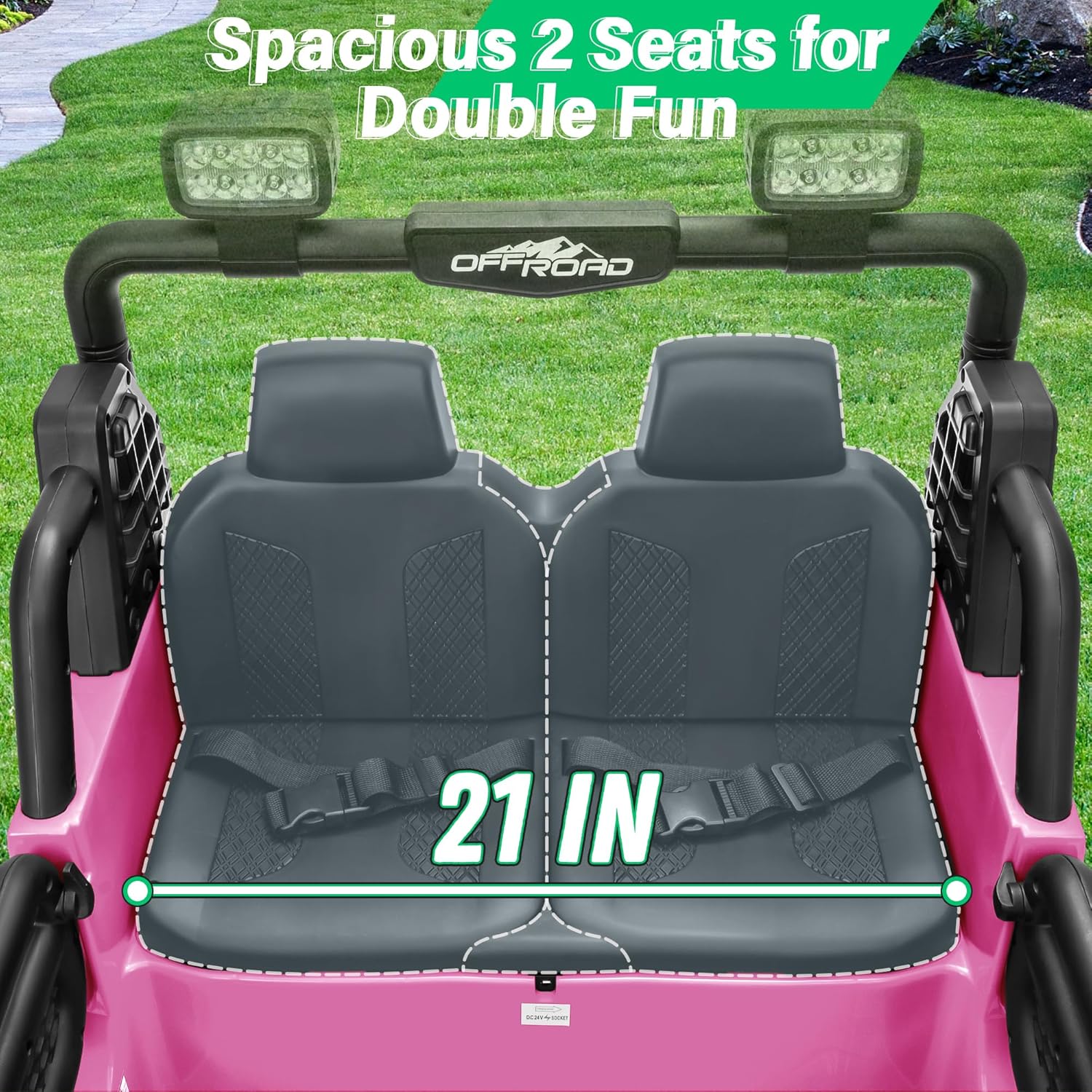 2 Seater Ride On Car Truck with Remote Control XL, Kids 24V Battery Powered Electric Vihicle w/21