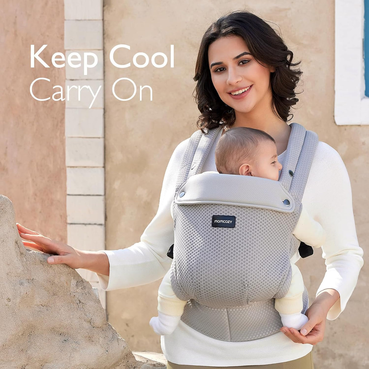 Momcozy Breathable Mesh Baby Carrier, Ergonomic and Lightweight Infant Carrier for 7-44lbs with