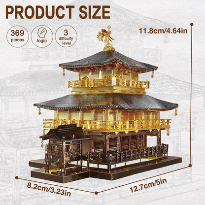 Piececool 3D Metal Model Kits for Adults, Kinkaku-ji Golden Pavilion Model Building Kits