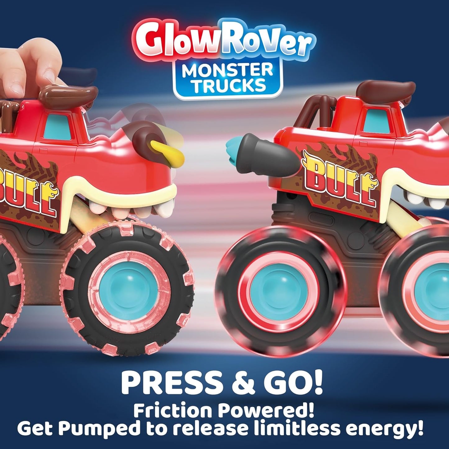 JOYIN 3 Pack Monster Truck Toy - Motion Activated Light-Up Cars for Toddlers - Monster Treads