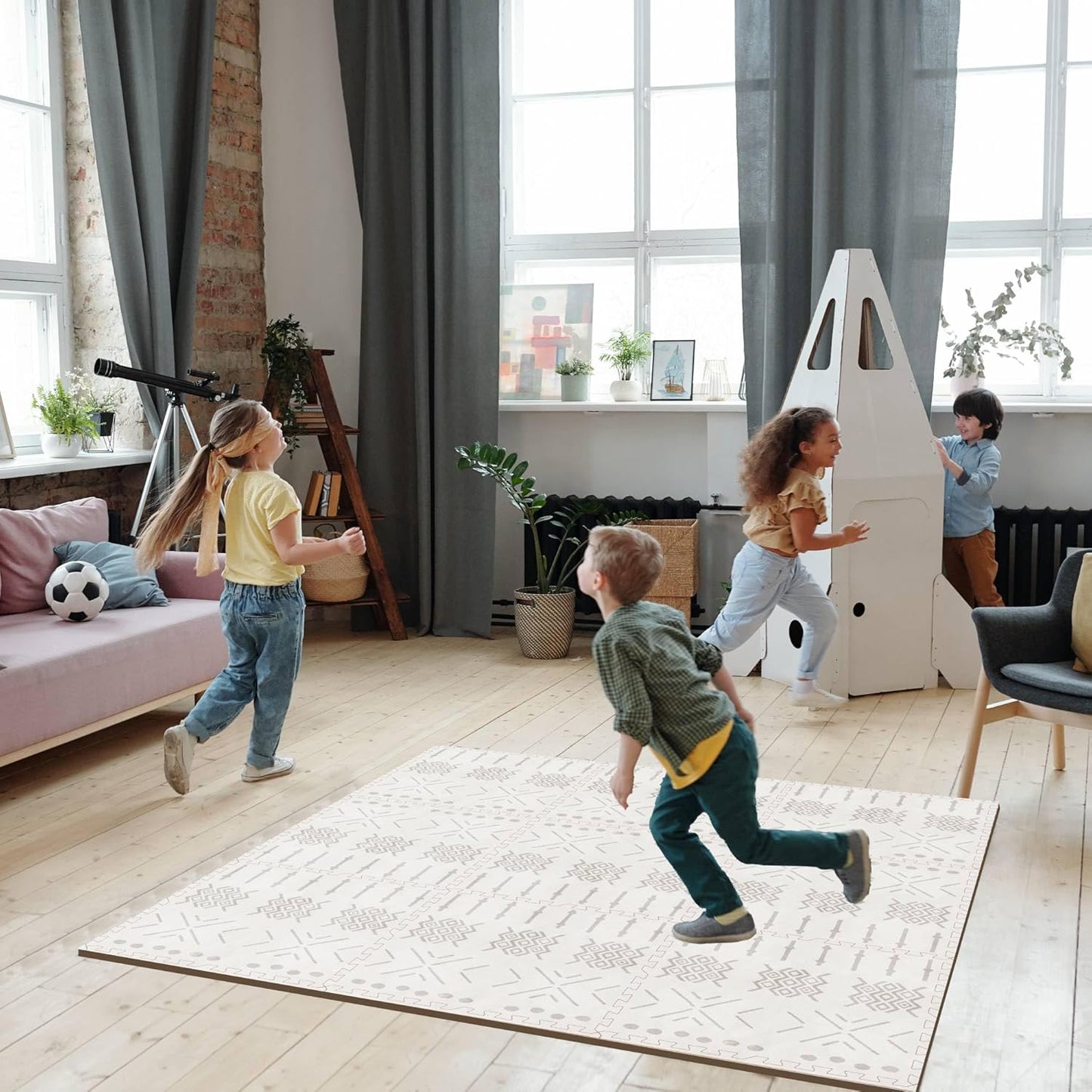 MOON WALKERS Stylish Boho Baby Play Mats for Floor,(6x6ft) Play Mat for Babies and Toddlers