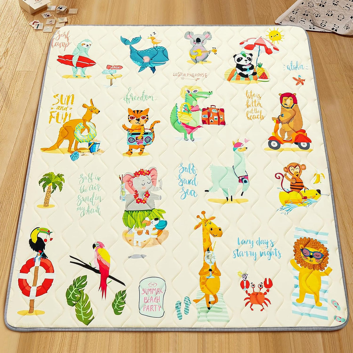 Baby Play Mat - Thicken 71x59 Inch Soft Foam Crawling Mat for Playpen & Floor, Non-Slip Waterproof