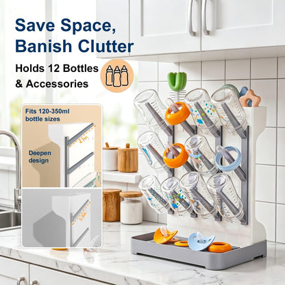 GoMaihe Baby Bottle Drying Rack: Space Saving Vertical Bottle Dryer Holder