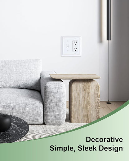 2-Pack Combo Toggle/Decorator Light Switch Cover Plate, Pure White Decorative Electrical Outlet