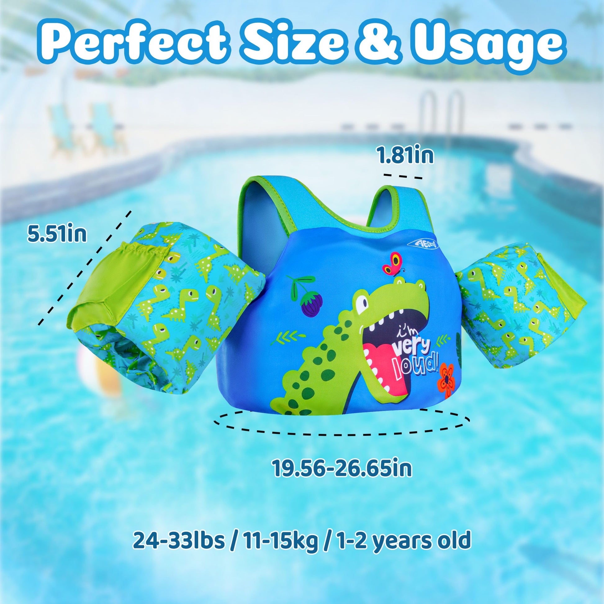 AEOCOO Puddle Float Jumper 20-30 Pounds, Toddler Swim Vest for 1-2 Years Old, Pool Floats with