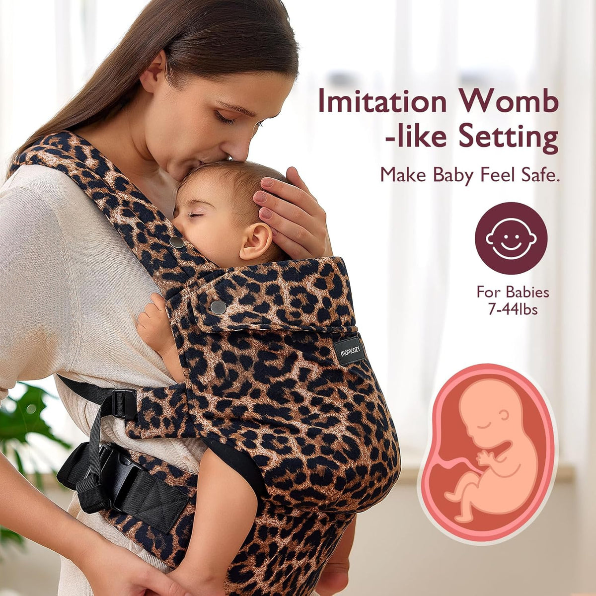 Momcozy Baby Carrier - Ergonomic, Cozy and Lightweight Carrier for 7-44lbs, Effortless to Put On